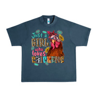 Midnight Navy just a girl who loves chickens Urban Heavy Tee - NancyCooperArtShop