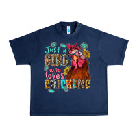 Navy just a girl who loves chickens Urban Heavy Tee - NancyCooperArtShop