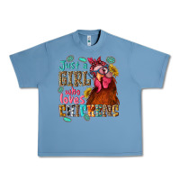 Pebble Blue just a girl who loves chickens Urban Heavy Tee - NancyCooperArtShop