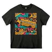 Asphalt school bus and leopar seamless pattern Heavy Core Tee - BundleAndBundleShop