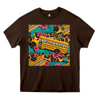 Chocolate Brown school bus and leopar seamless pattern Heavy Core Tee - BundleAndBundleShop