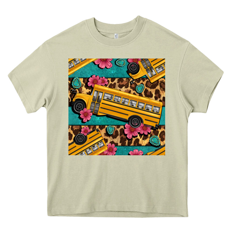 School Bus And Leopar Seamless Pattern Heavy Core Tee by BundleAndBundleShop | Teevron