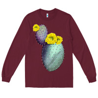 Burgundy Opunthia Santa Rita Cactus Long Sleeve Tee - LillyAllenDesigns