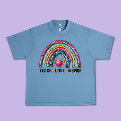Rainbow Teach Love Inspire Urban Heavy Tee Designed By Nancycooperartshop