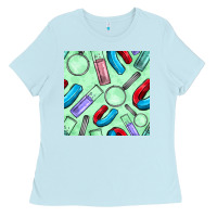 Baby Blue sciences seamless pattern Ladies Tee - BundleAndBundleShop