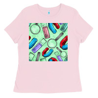 Bubblegum Pink sciences seamless pattern Ladies Tee - BundleAndBundleShop