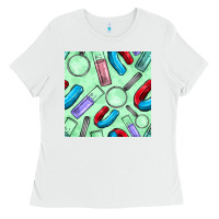 White sciences seamless pattern Ladies Tee - BundleAndBundleShop