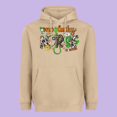 One Lucky Nurse St. Patrick's Day Heavyweight Hoodie Designed By Cowgirlartshop
