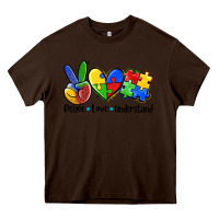 Chocolate Brown peace love  cure Heavy Core Tee - AdoDesignShop