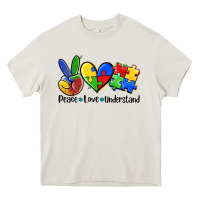 Cream peace love  cure Heavy Core Tee - AdoDesignShop