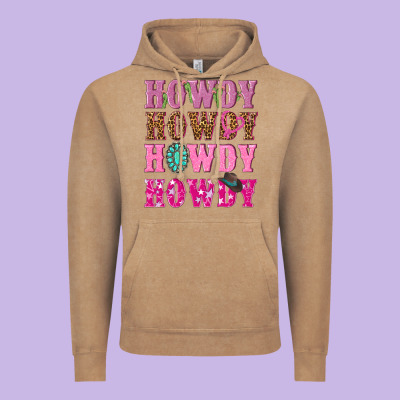 Pink Howdy Howdy Howdy Vintage Hoodie Designed By Nancycooperartshop