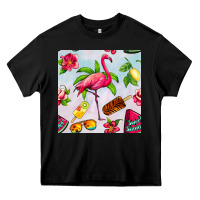 Black sweet summer flamingo seamless pattern Heavy Core Tee - BundleAndBundleShop