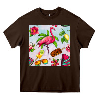 Chocolate Brown sweet summer flamingo seamless pattern Heavy Core Tee - BundleAndBundleShop