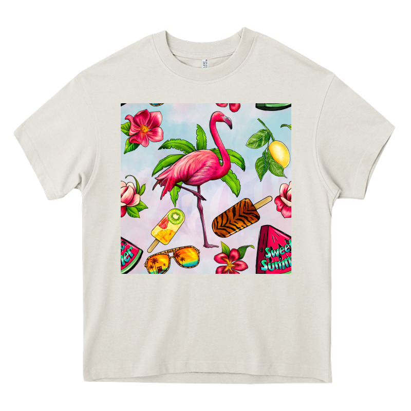 Sweet Summer Flamingo Seamless Pattern Heavy Core Tee by BundleAndBundleShop | Teevron