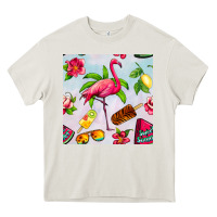 Cream sweet summer flamingo seamless pattern Heavy Core Tee - BundleAndBundleShop