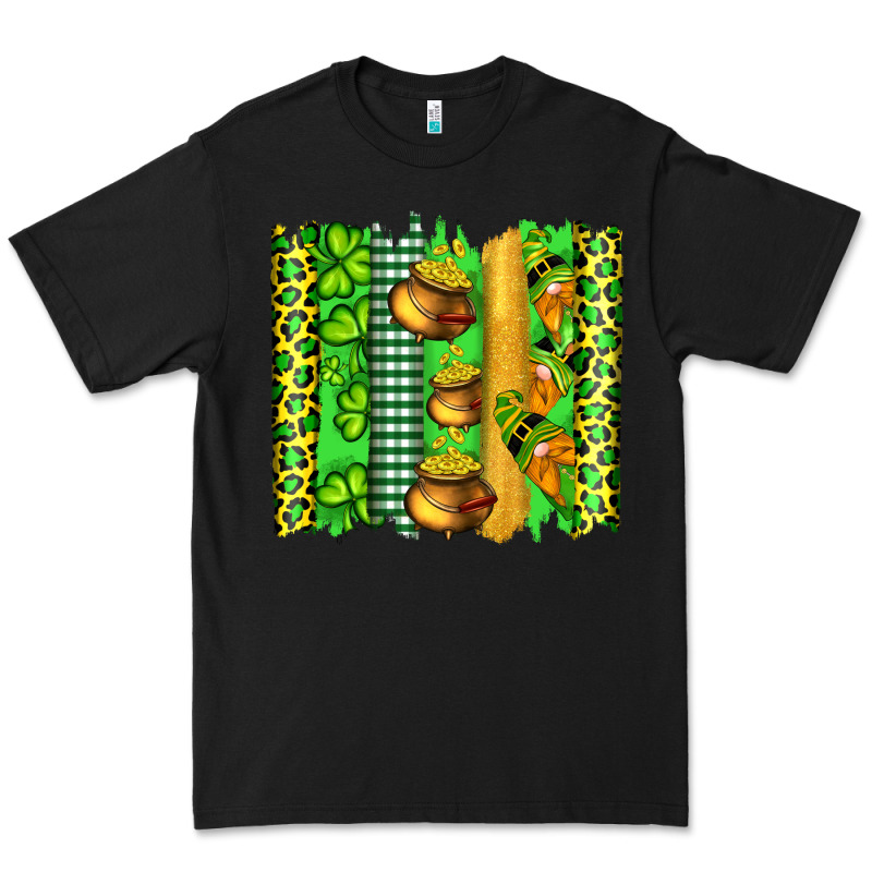St Patricks Gnomes And Cloves With Leopard  Brushstrokes Premium Tee by Artiststas | Teevron
