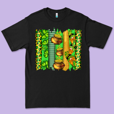St Patricks Gnomes And Cloves With Leopard  Brushstrokes Premium Tee Designed By Artiststas