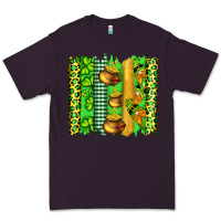 Plum st patricks gnomes and cloves with leopard  brushstrokes Premium Tee - Artiststas