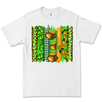 White st patricks gnomes and cloves with leopard  brushstrokes Premium Tee - Artiststas