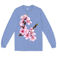 Colony Blue Peach Blossom Illustrations Long Sleeve Tee - LillyAllenDesigns