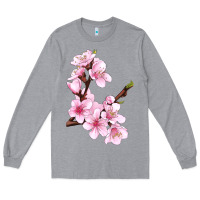 Heather Grey Peach Blossom Illustrations Long Sleeve Tee - LillyAllenDesigns