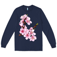 Navy Peach Blossom Illustrations Long Sleeve Tee - LillyAllenDesigns