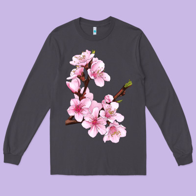 Peach Blossom Illustrations Long Sleeve Tee Designed By Lillyallendesigns