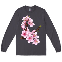 Smoke Peach Blossom Illustrations Long Sleeve Tee - LillyAllenDesigns