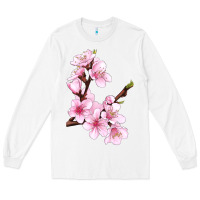White Peach Blossom Illustrations Long Sleeve Tee - LillyAllenDesigns
