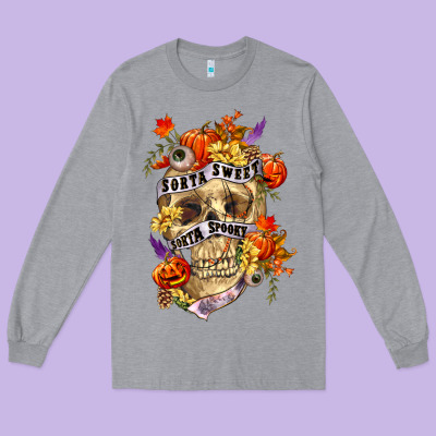 Sorta Sweet Sorta Spooky Long Sleeve Tee Designed By Ranaportraitstore