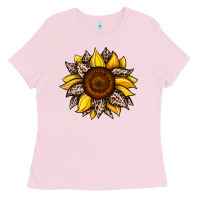 Bubblegum Pink sunflower leopard Ladies Tee - JahusDesignShop