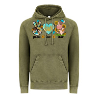 Vintage Olive peace love cute cow Vintage Hoodie - NancyCooperArtShop