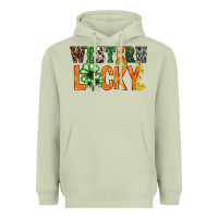 Matcha Western lucky with clover St. Patricks day Heavyweight Hoodie - HowdyJamesFarm