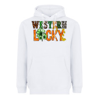 White Western lucky with clover St. Patricks day Heavyweight Hoodie - HowdyJamesFarm
