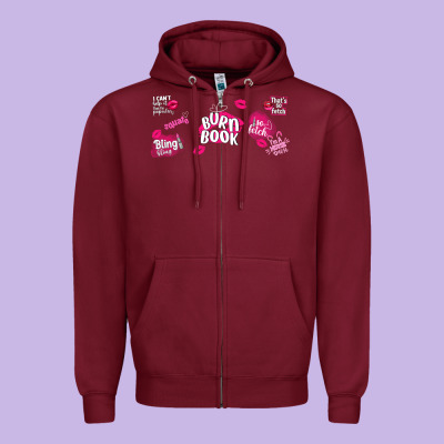 Burn Book Zipper Hoodie Designed By Tumblerdesignbyshophia