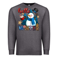 Charcoal Heather hello winter Premium Sweatshirt - OliviaCreatesArt