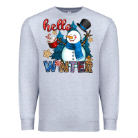 Heather Grey hello winter Premium Sweatshirt - OliviaCreatesArt