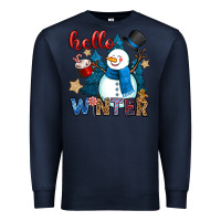Navy hello winter Premium Sweatshirt - OliviaCreatesArt