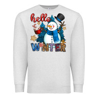 Oatmeal Heather hello winter Premium Sweatshirt - OliviaCreatesArt