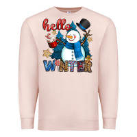 Pale Pink hello winter Premium Sweatshirt - OliviaCreatesArt