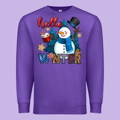 Hello Winter Premium Sweatshirt Designed By Oliviacreatesart