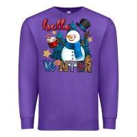 Purple hello winter Premium Sweatshirt - OliviaCreatesArt