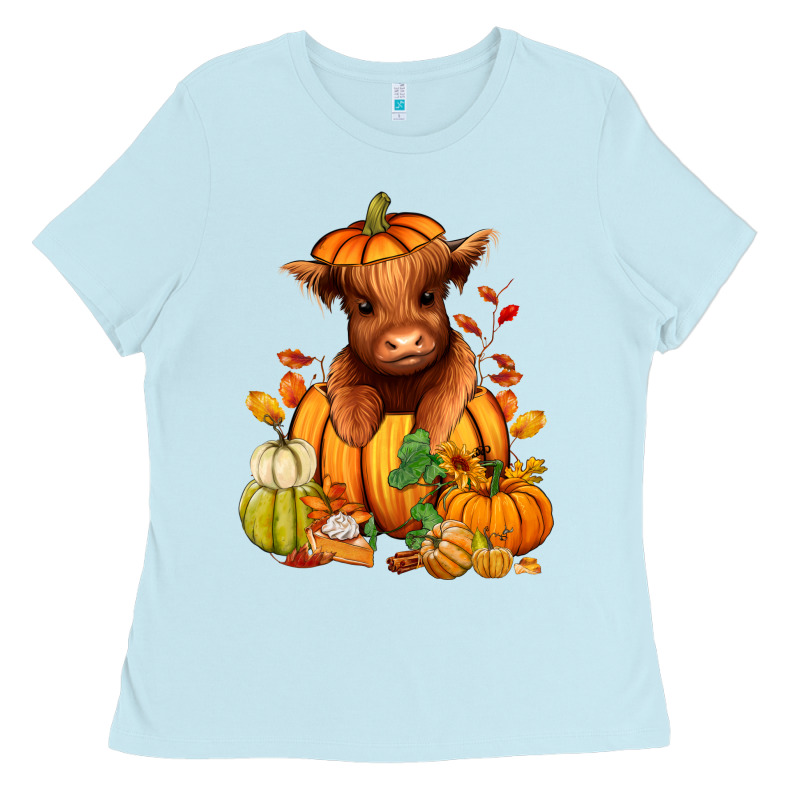 Fall Autumn Heifer Pumpkin Ladies Tee by RanaPortraitStore | Teevron