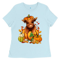Baby Blue Fall Autumn heifer pumpkin Ladies Tee - RanaPortraitStore