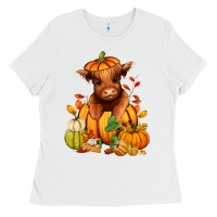 White Fall Autumn heifer pumpkin Ladies Tee - RanaPortraitStore