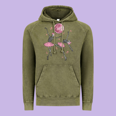 Skeleton Ballerina Vintage Hoodie Designed By Maliassmallbusiness