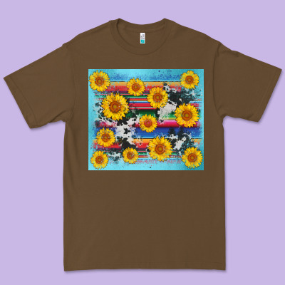 Serape Cowhide Sunflower Premium Tee Designed By Adodesignshop