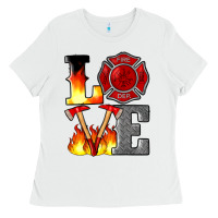 White firefighter love Ladies Tee - Artiststas