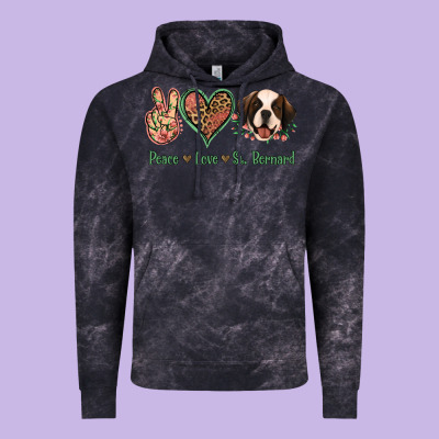 Peace Love St. Bernard Vintage Hoodie Designed By Jasminsmagicworld