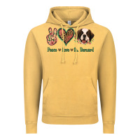 Vintage Mustard Peace Love St. Bernard Vintage Hoodie - Jasminsmagicworld